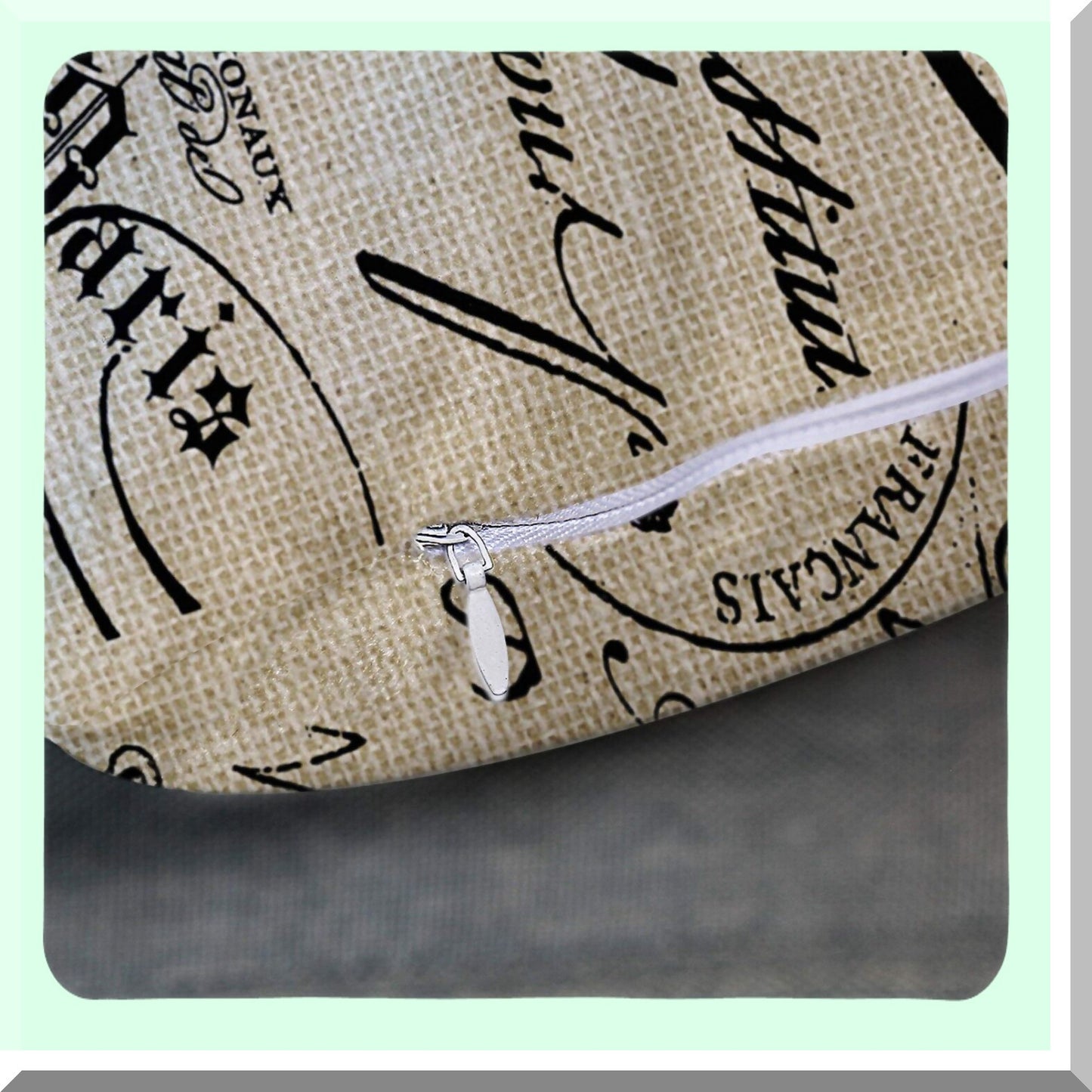 Parisian Script Square Pillowcase - French Decorative Cushion Cover for Home Decor, 18x18 Inch Throw Pillow Case