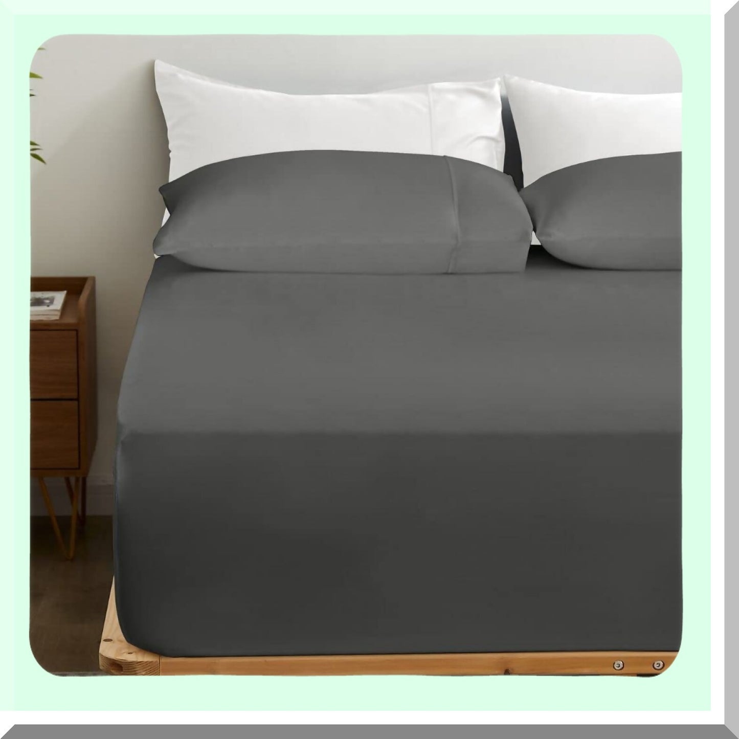 CoolBamboo StayPut Sheet Set - Super Soft Cooling Fitted Sheet & Pillow Cases with 4 Elastic Corner Straps. 16" Pocket for Mattress.