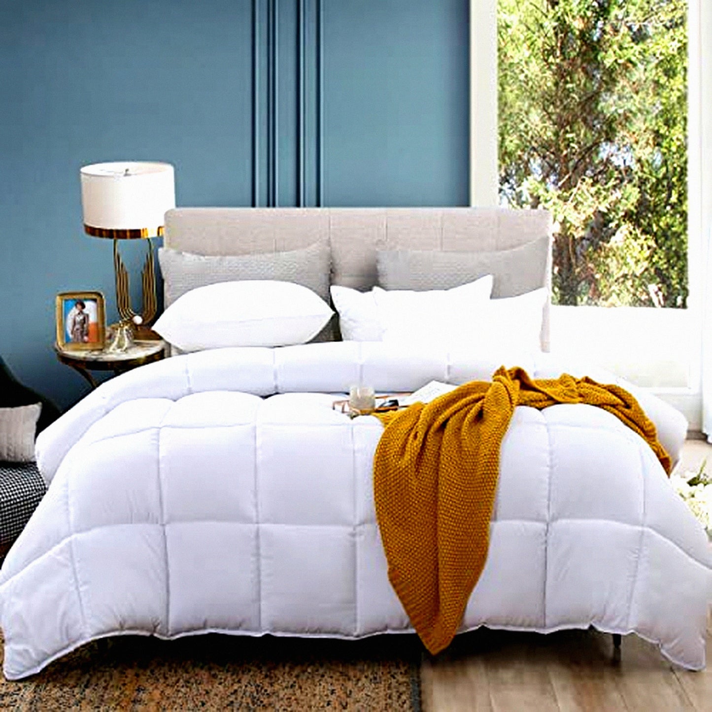 All Season Ultra Soft Goose Down Alternative Comforter - Hotel Collection Twin Bedding Duvet Insert with Corner Tabs, Quilted & Machine Washable