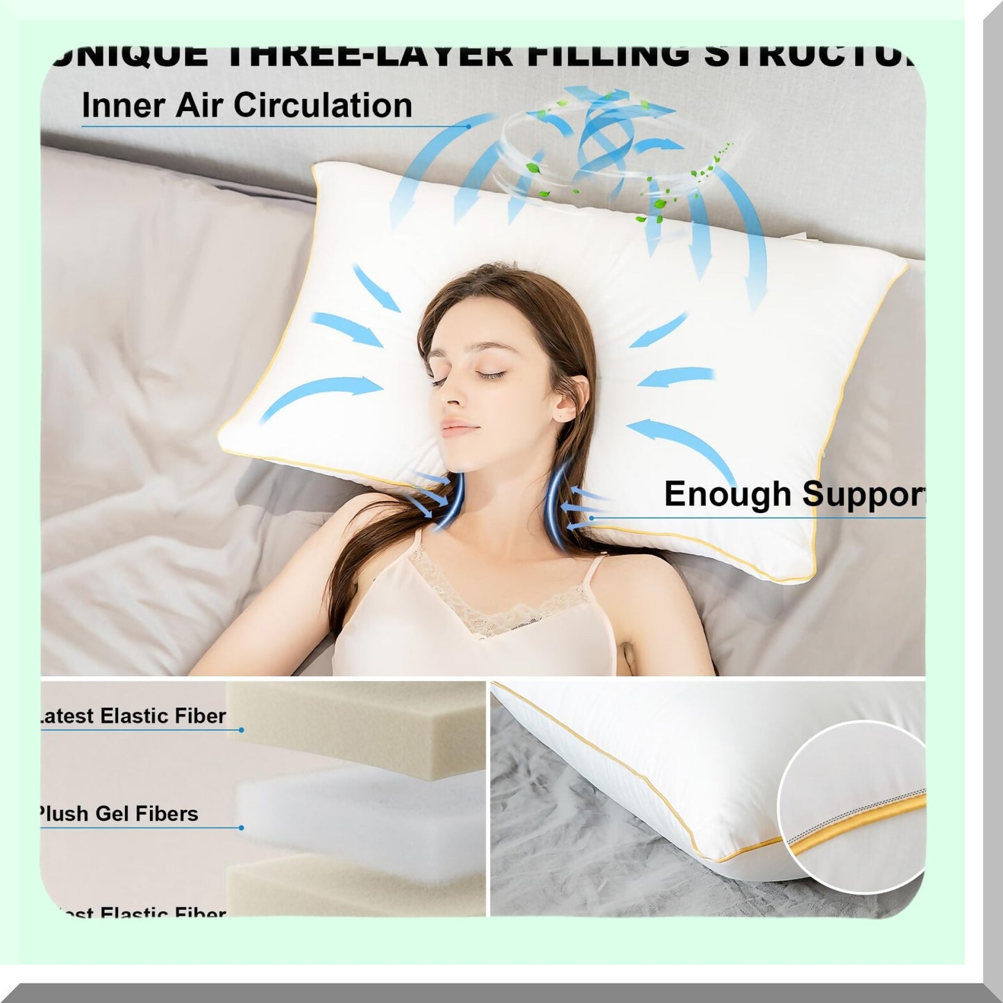 CoolDreams Comfort Pillow Set - 2 Pack Cooling Hotel Quality Pillows for Back, Stomach, Side Sleepers - 20 x 36 Down Alternative Bedding