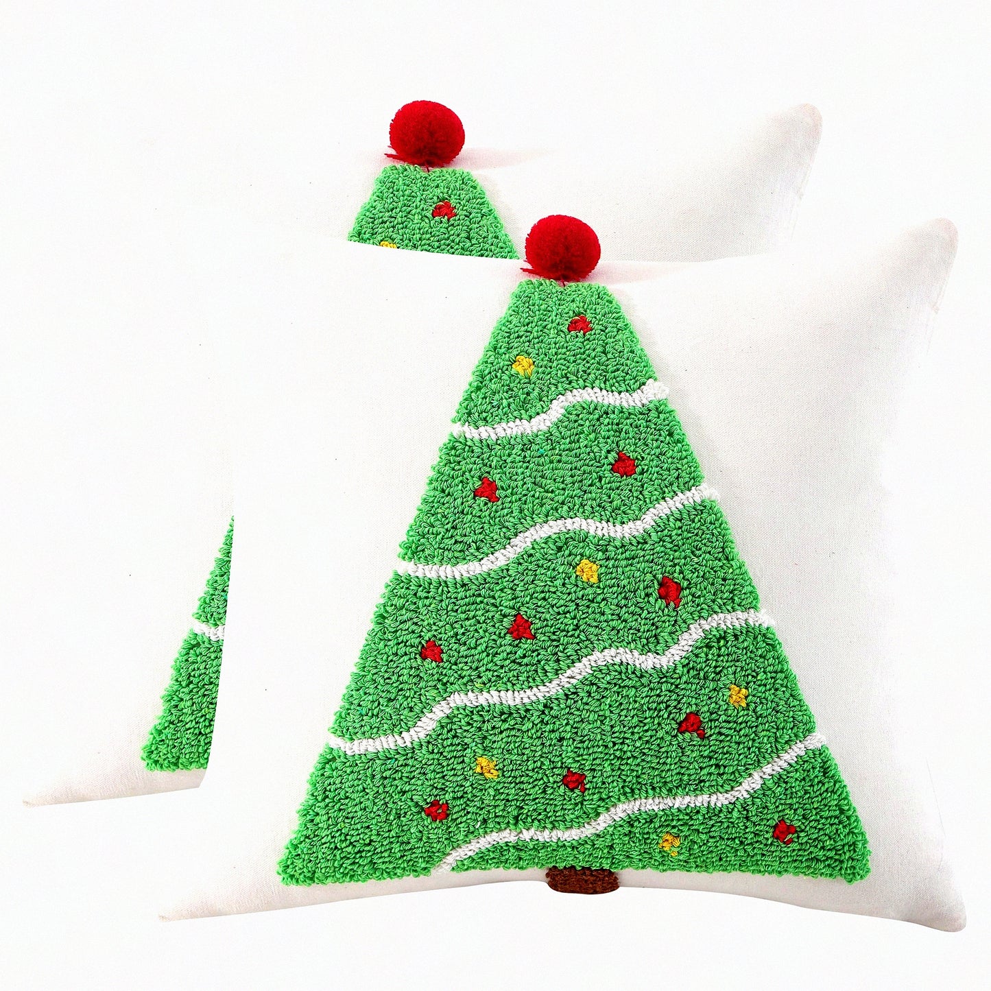 Green Tree Winter Holiday Pillow Covers - Set of 2 18x18 Inch Soft Cushion Cases for Sofa Couch Bed - Party Decorations for Living Room