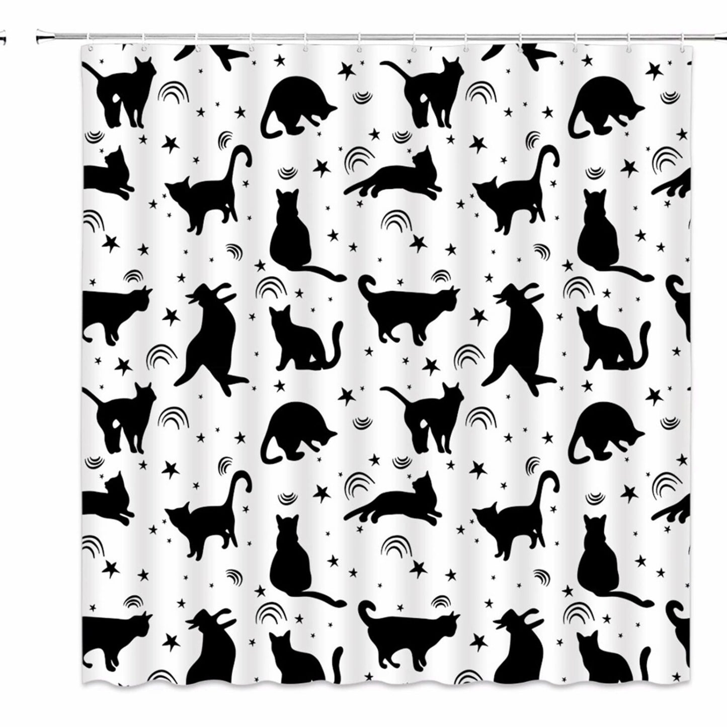 Black Cat Silhouette Shower Curtain 70x70