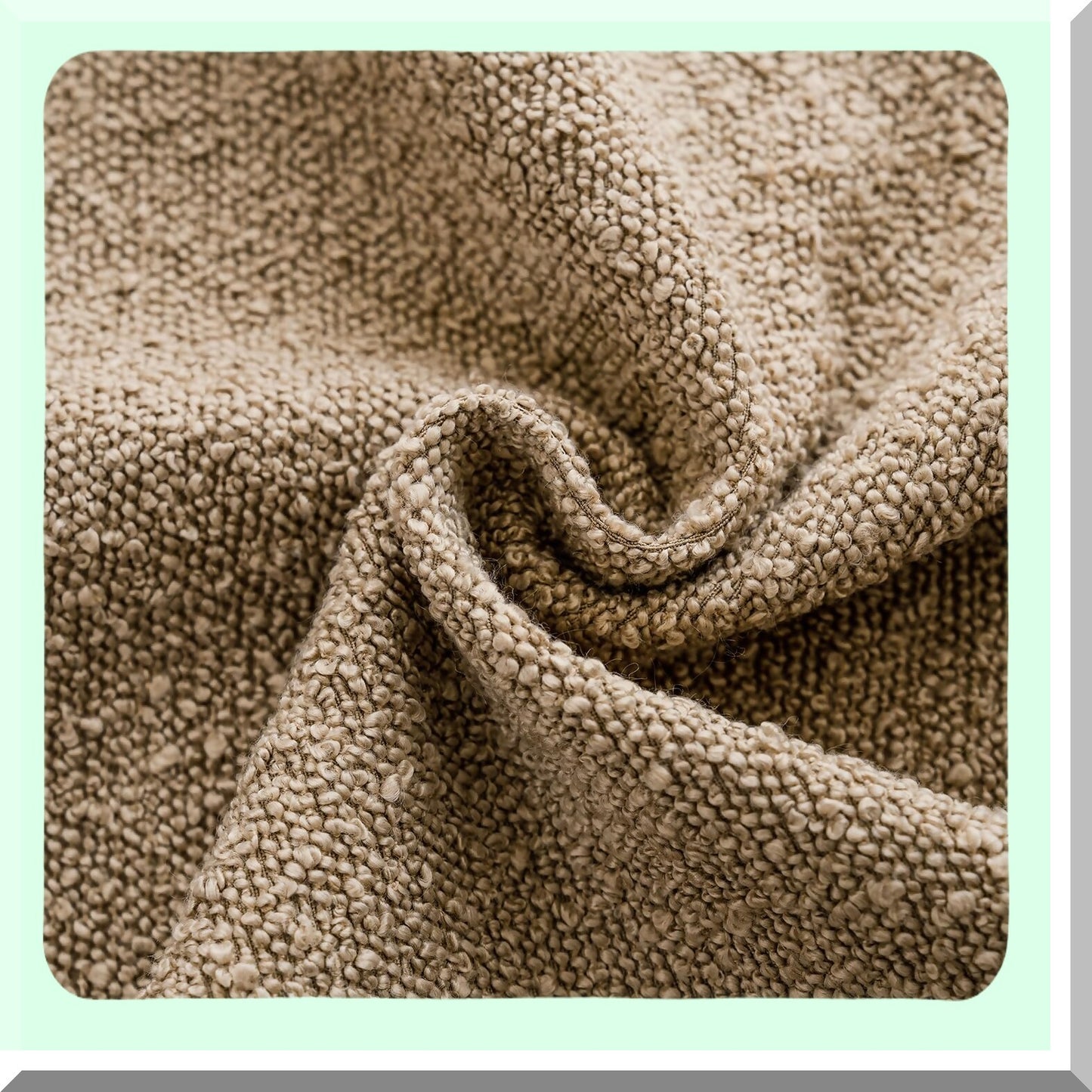 Cozy Boucle Lumbar Pillow Cover Set - Soft Textured Solid Cushion Cases for Sofa, Chair, Bedroom - Decorative Accent Throw Pillows - 12x20 Inch Taupe Khaki Camel Home Decor