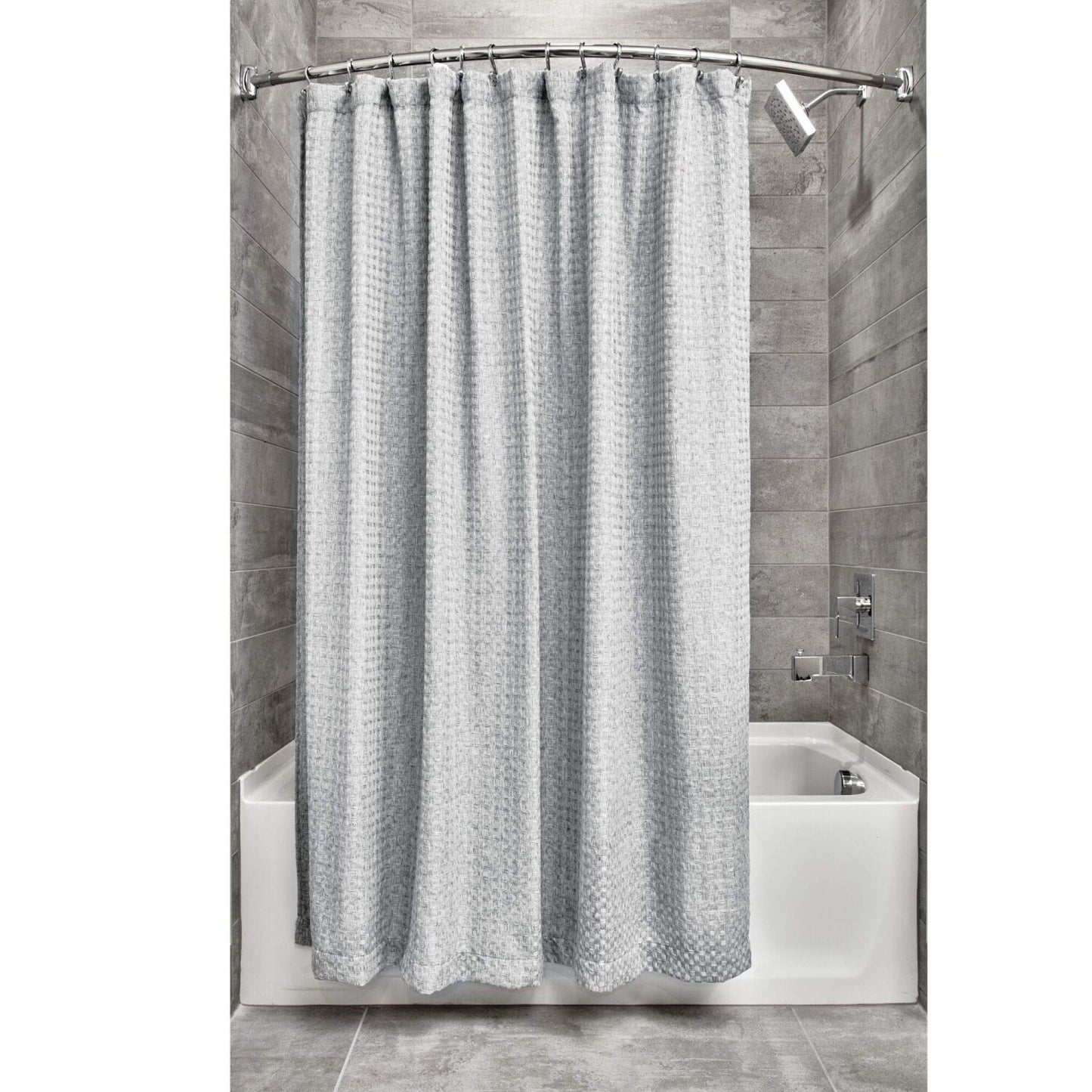Waffle Weave Fabric Shower Curtain 72x72 Gray