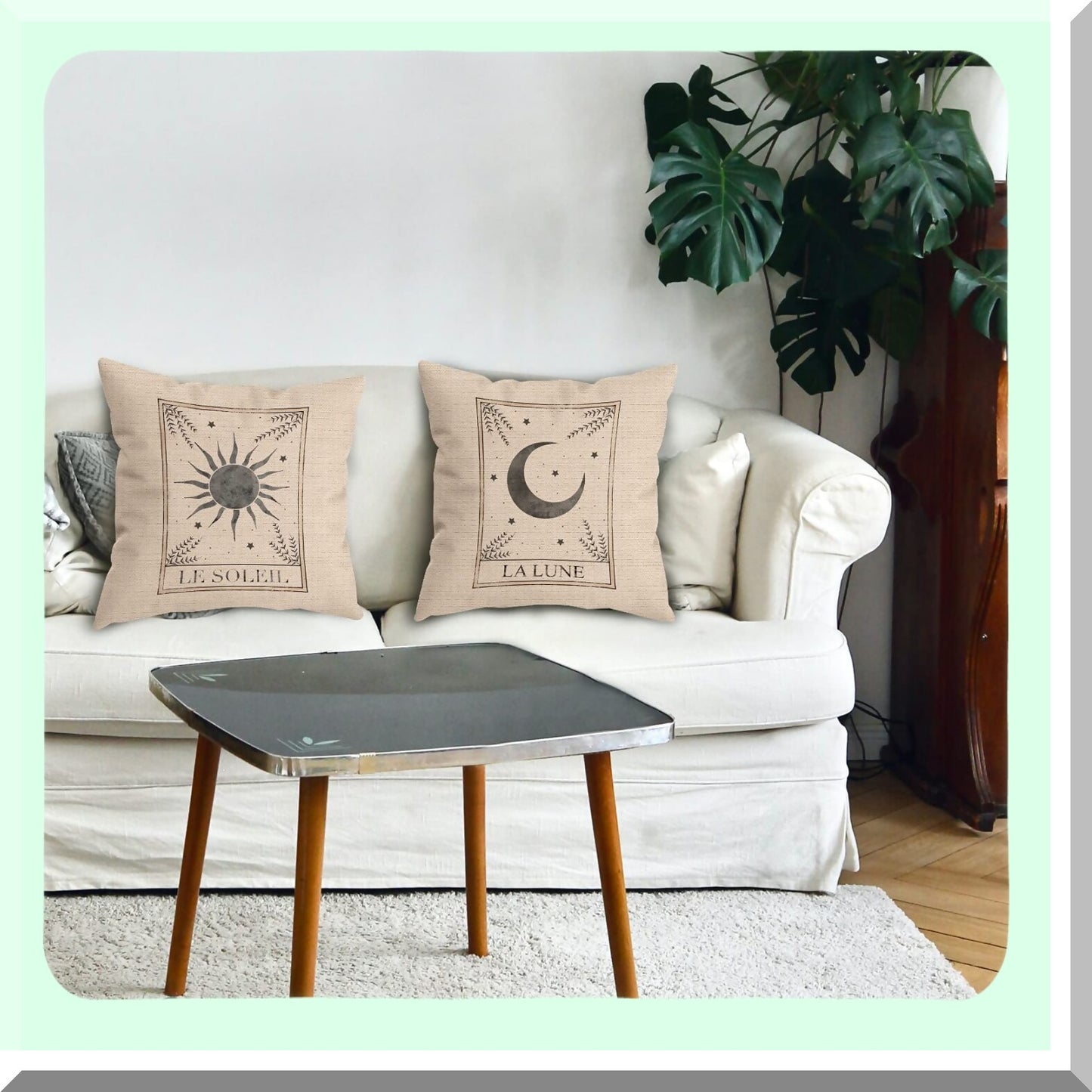 SunMoon Tarot Decorative Pillow Covers - Set of 2, 18x18 Inch, Mystic Gifts for Tarot Enthusiasts, Home Room Sofa Bed Decor