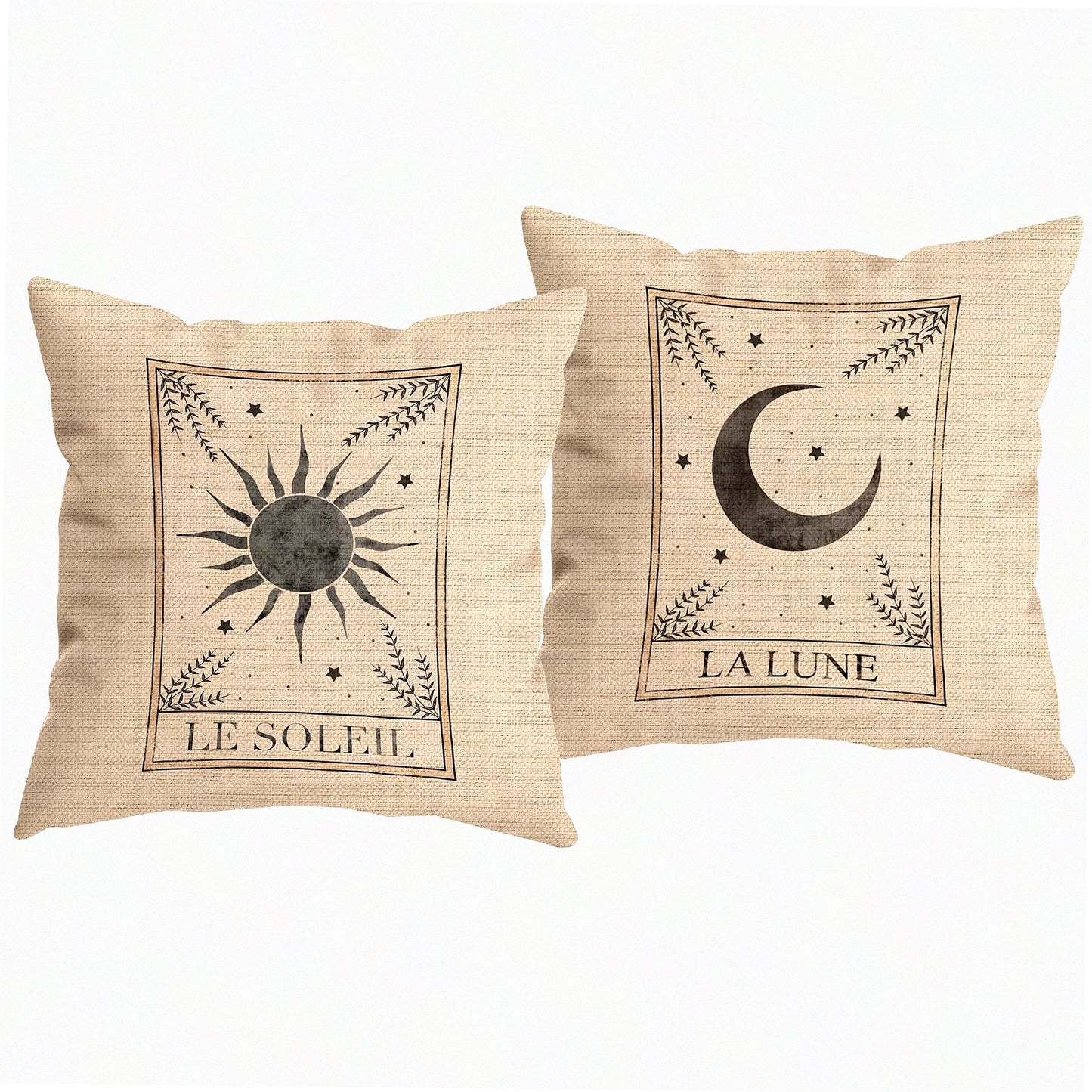 SunMoon Tarot Decorative Pillow Covers - Set of 2, 18x18 Inch, Mystic Gifts for Tarot Enthusiasts, Home Room Sofa Bed Decor