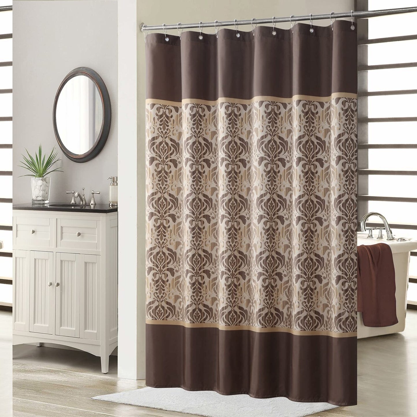 Rustic Bronze Damask Shower Curtain 72x72