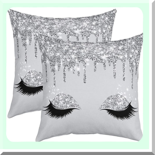 Luxury Bling Grey Pillowcase Set - Soft Shiny Cushion Covers for Living Room & Bedroom - Decorative Throw Pillow Covers for Sofa & Couch - 18"x18"