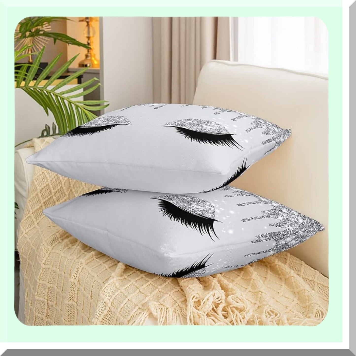 Luxury Bling Grey Pillowcase Set - Soft Shiny Cushion Covers for Living Room & Bedroom - Decorative Throw Pillow Covers for Sofa & Couch - 18"x18"
