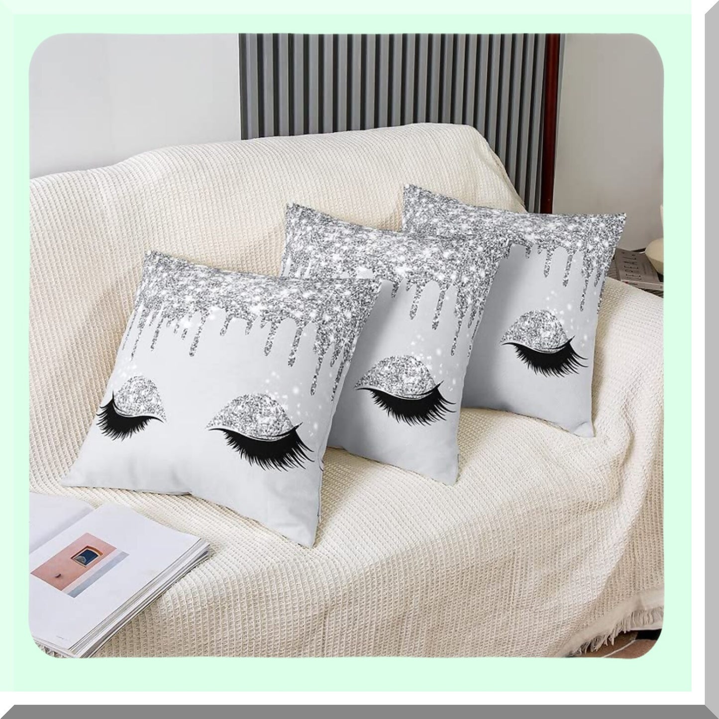 Luxury Bling Grey Pillowcase Set - Soft Shiny Cushion Covers for Living Room & Bedroom - Decorative Throw Pillow Covers for Sofa & Couch - 18"x18"