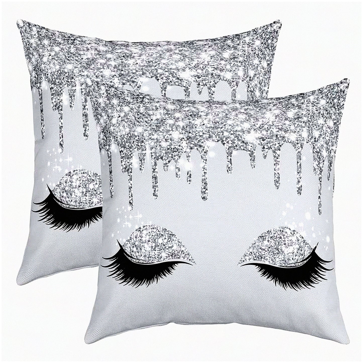 Luxury Bling Grey Pillowcase Set - Soft Shiny Cushion Covers for Living Room & Bedroom - Decorative Throw Pillow Covers for Sofa & Couch - 18"x18"