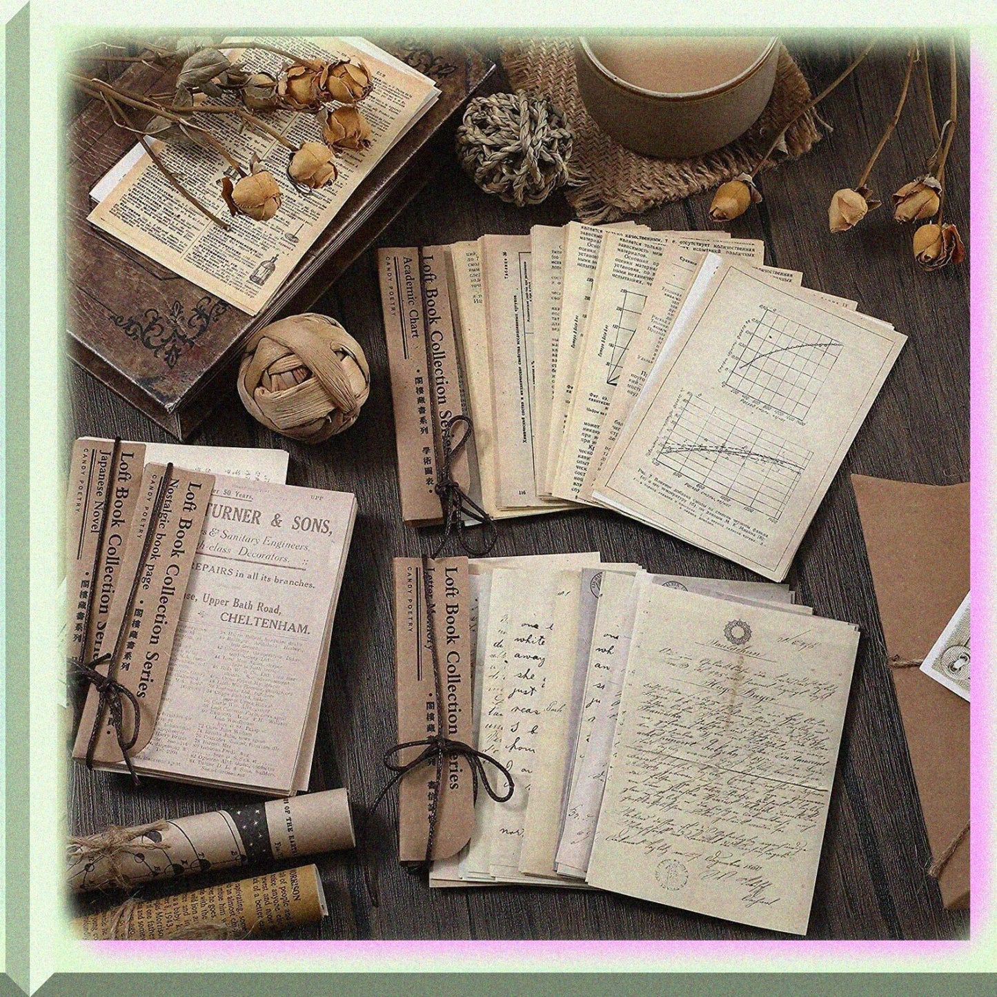 120 Pcs Vintage Scrapbooking Paper Set