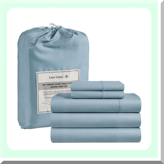 AdjustaCotton Split Sheet Set - 450 Thread Count Hotel Quality Bedding for Split Beds in French Blue. Premium Breathable Sheets & Pillowcases.