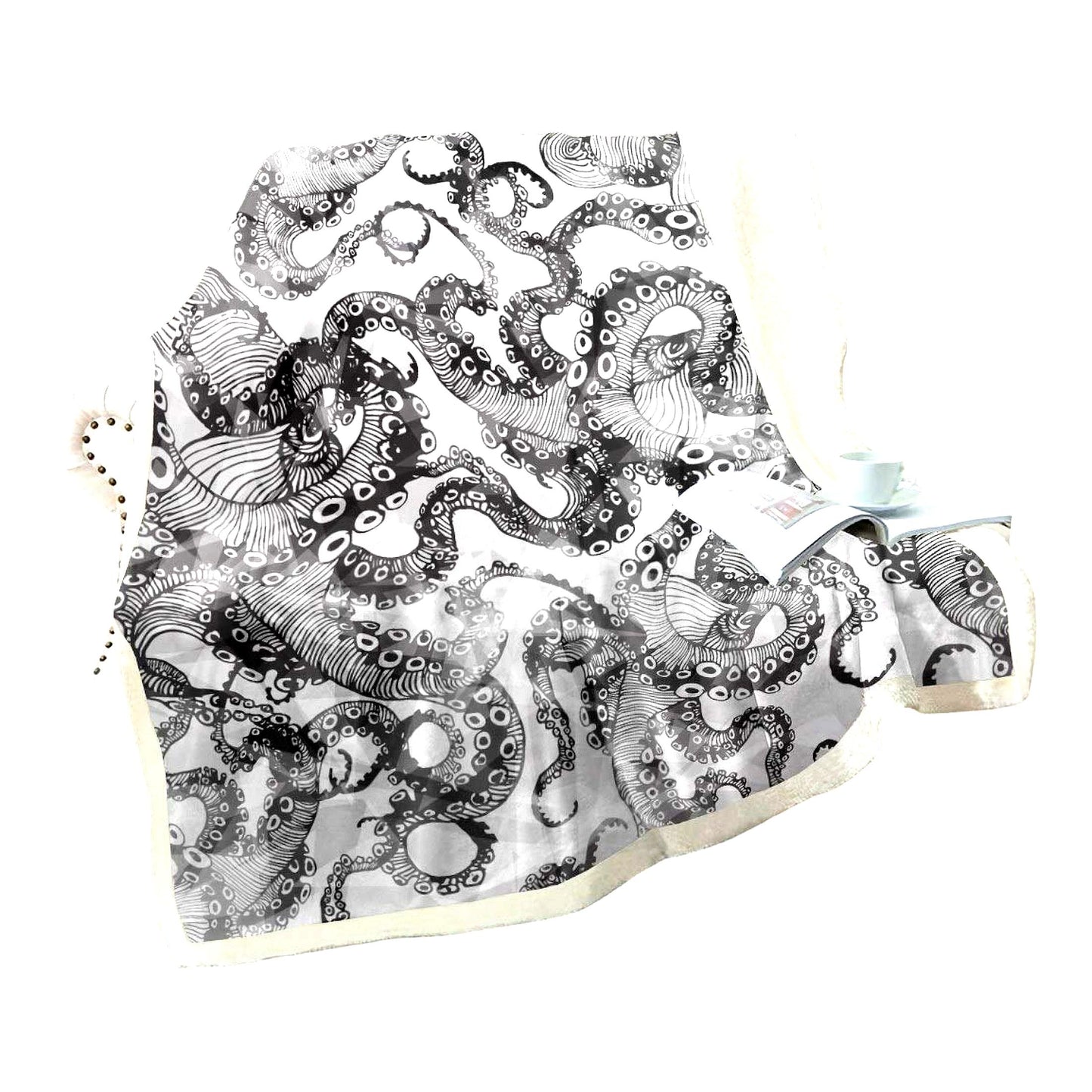 Kraken Comfort Sherpa Blanket - Ocean Themed Plush Fleece Throw for Sofa, Bed, or Couch - Marine Life Decor 50"x60"
