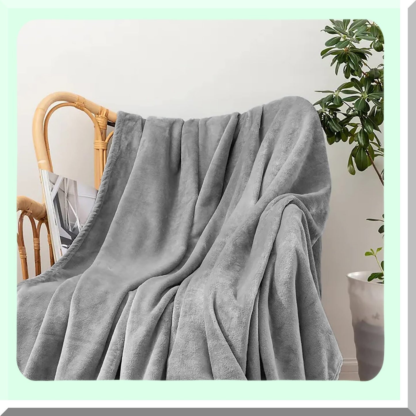 Ultimate Cozy Queen Flannel Blanket - Super Soft, Warm, Plush Grey Silver Throw