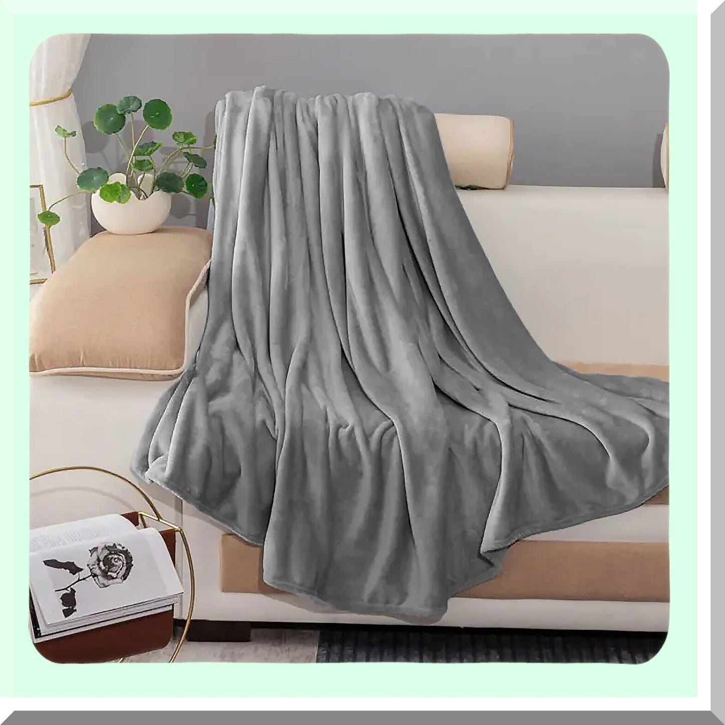 Ultimate Cozy Queen Flannel Blanket - Super Soft, Warm, Plush Grey Silver Throw