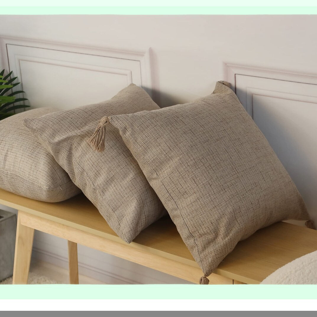 Luxury Linen Cushion Covers - Set of 2 Grey - 18x18 Inch - Premium Quality Decorative Pillow Cases - Soft & Durable Fabric - Home Decor Accent