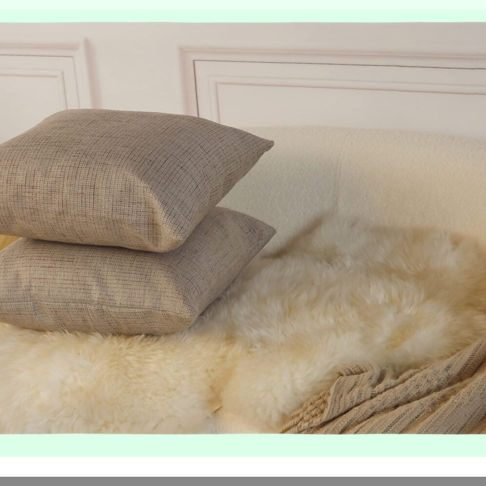 Luxury Linen Cushion Covers - Set of 2 Grey - 18x18 Inch - Premium Quality Decorative Pillow Cases - Soft & Durable Fabric - Home Decor Accent