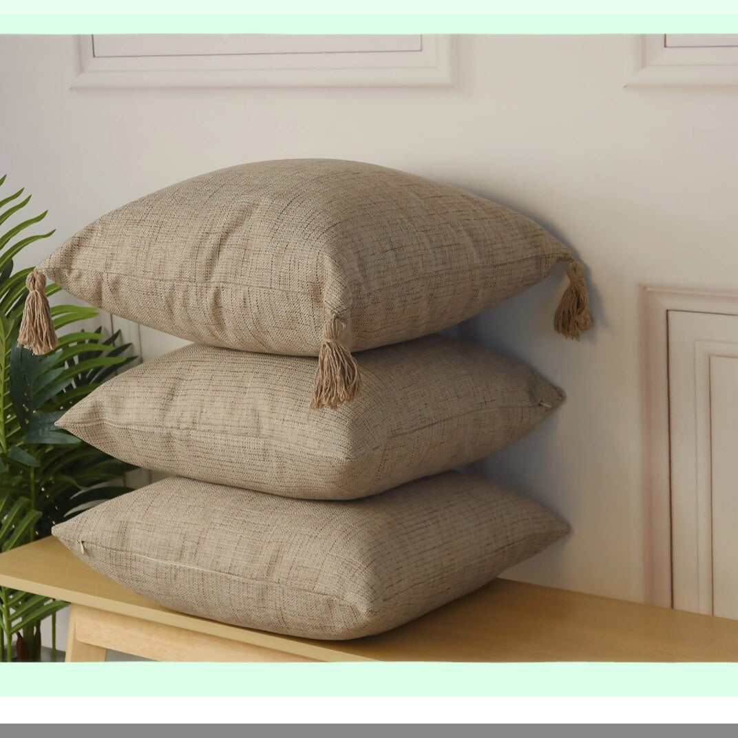 Luxury Linen Cushion Covers - Set of 2 Grey - 18x18 Inch - Premium Quality Decorative Pillow Cases - Soft & Durable Fabric - Home Decor Accent