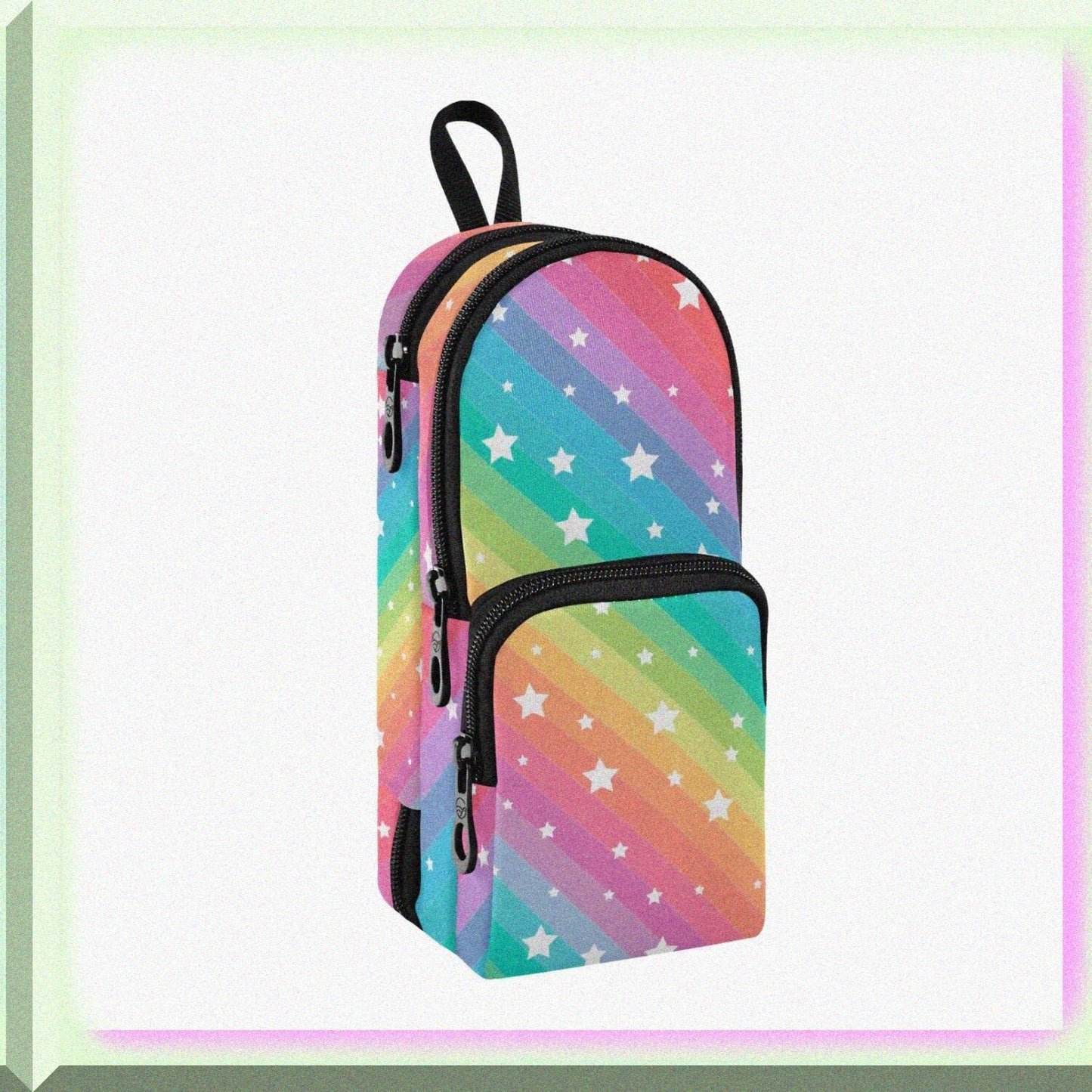 Rainbow Star 3-Compartment Pencil Bag 9.2x3.9x3.1 inches