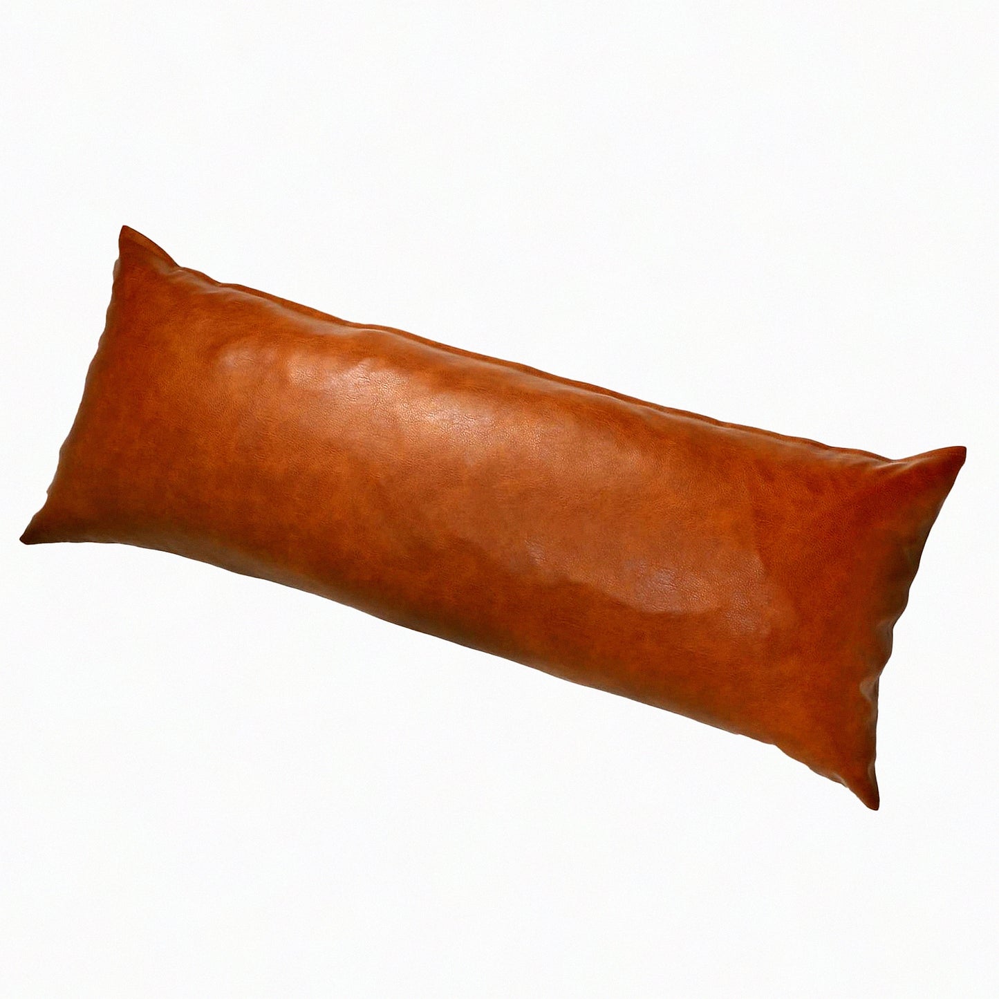 Premium Leather Luxe Body Pillow Cover - 21 x 54 Inch Vegan Brown Decorative Long Pillowcase for Farmhouse Sofa Couch Bed Living Room