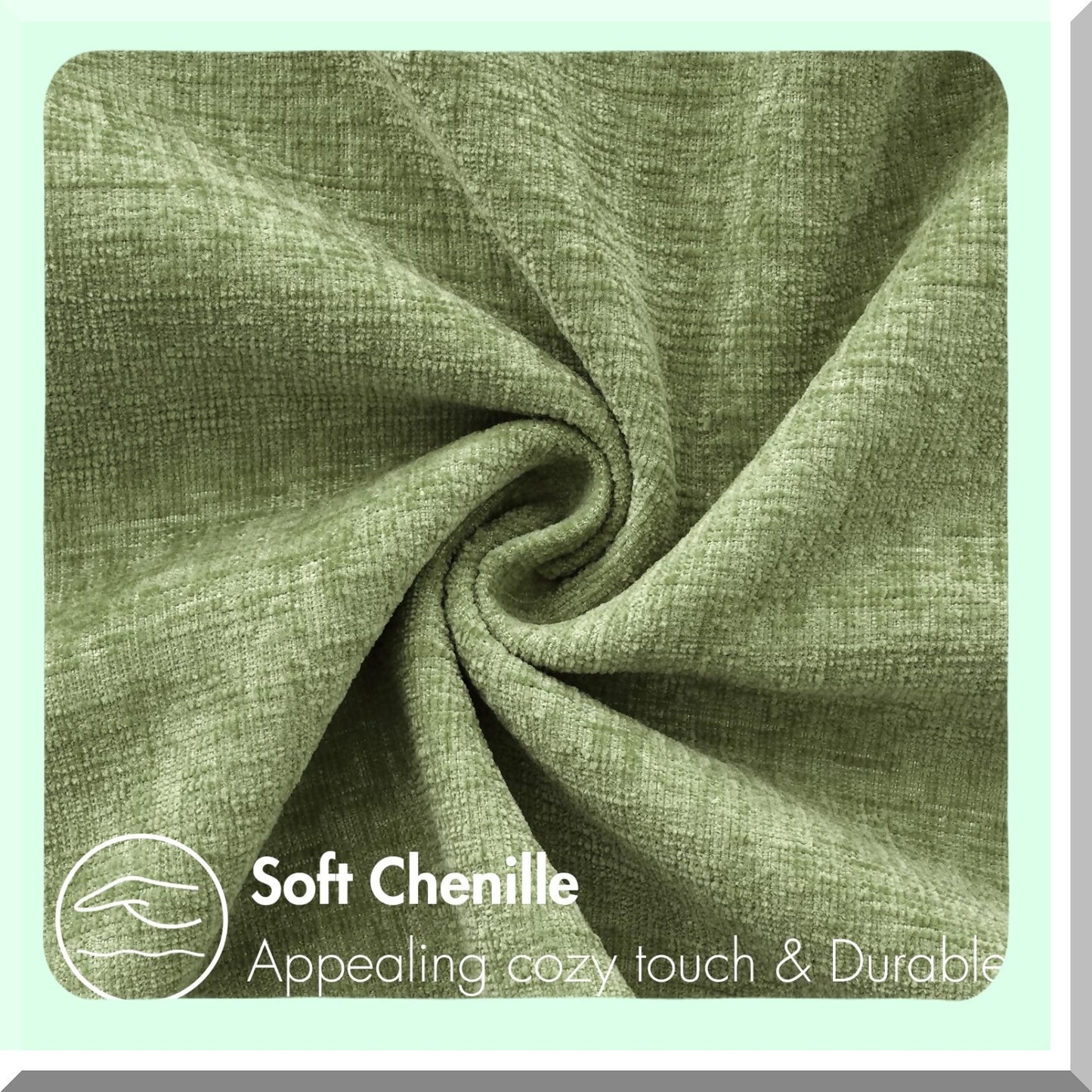 Spring Sage Chenille Pillow Covers - Set of 2 18x18 Inch Soft Green Sofa Throw Pillow Cases for Living Room Décor - Solid Dyed Cushion Covers