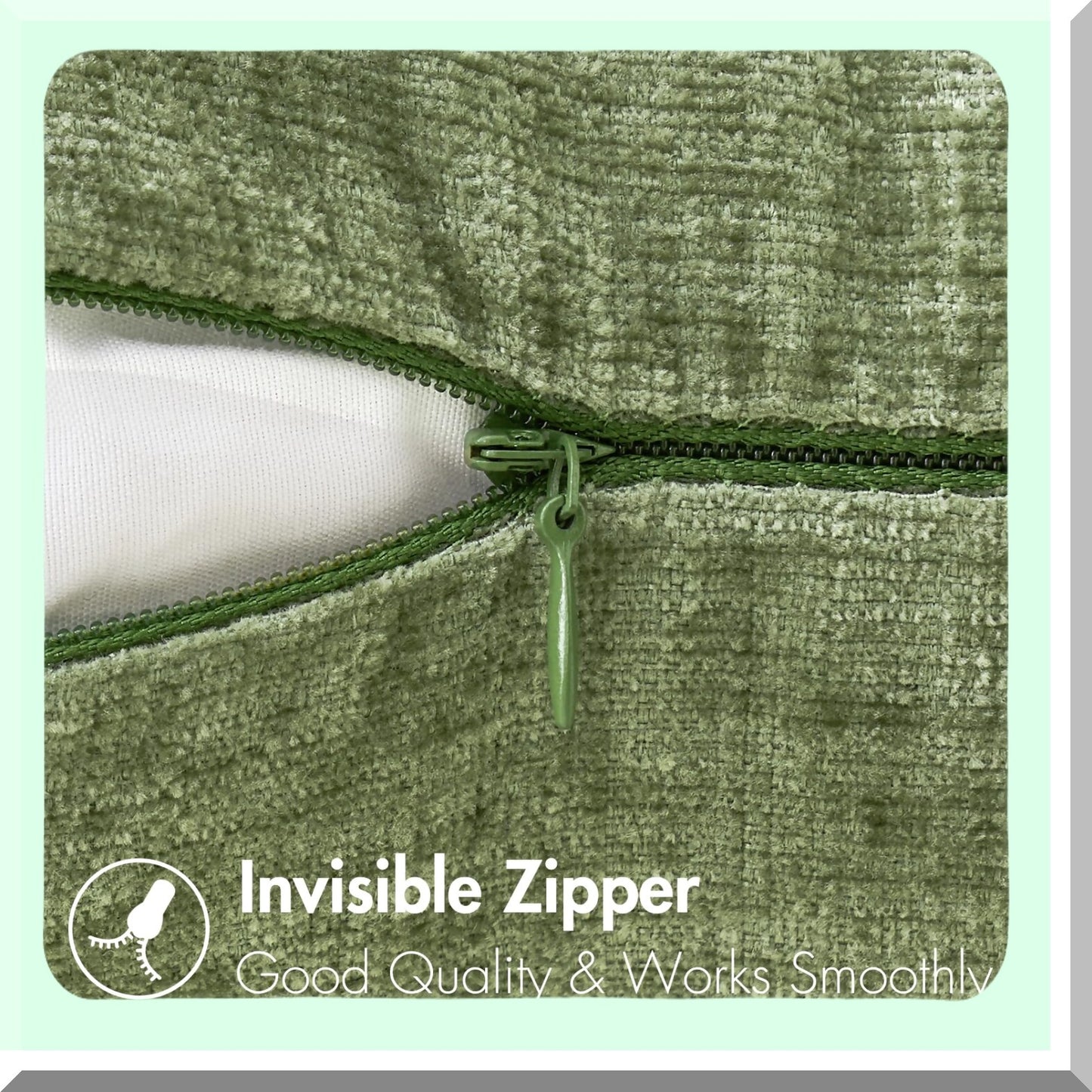 Spring Sage Chenille Pillow Covers - Set of 2 18x18 Inch Soft Green Sofa Throw Pillow Cases for Living Room Décor - Solid Dyed Cushion Covers