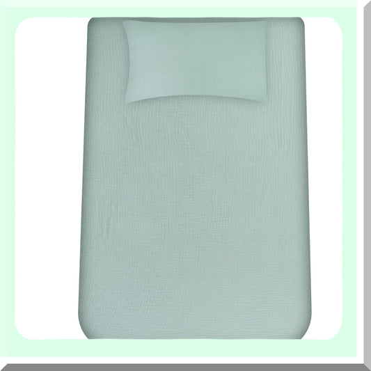 Breathable Blue Muslin Cotton Twin XL Fitted Sheet Set - Soft Deep Pocket Bedding with 1 Pillowcase - 2 Piece Set for Comfort and Quality Sleep