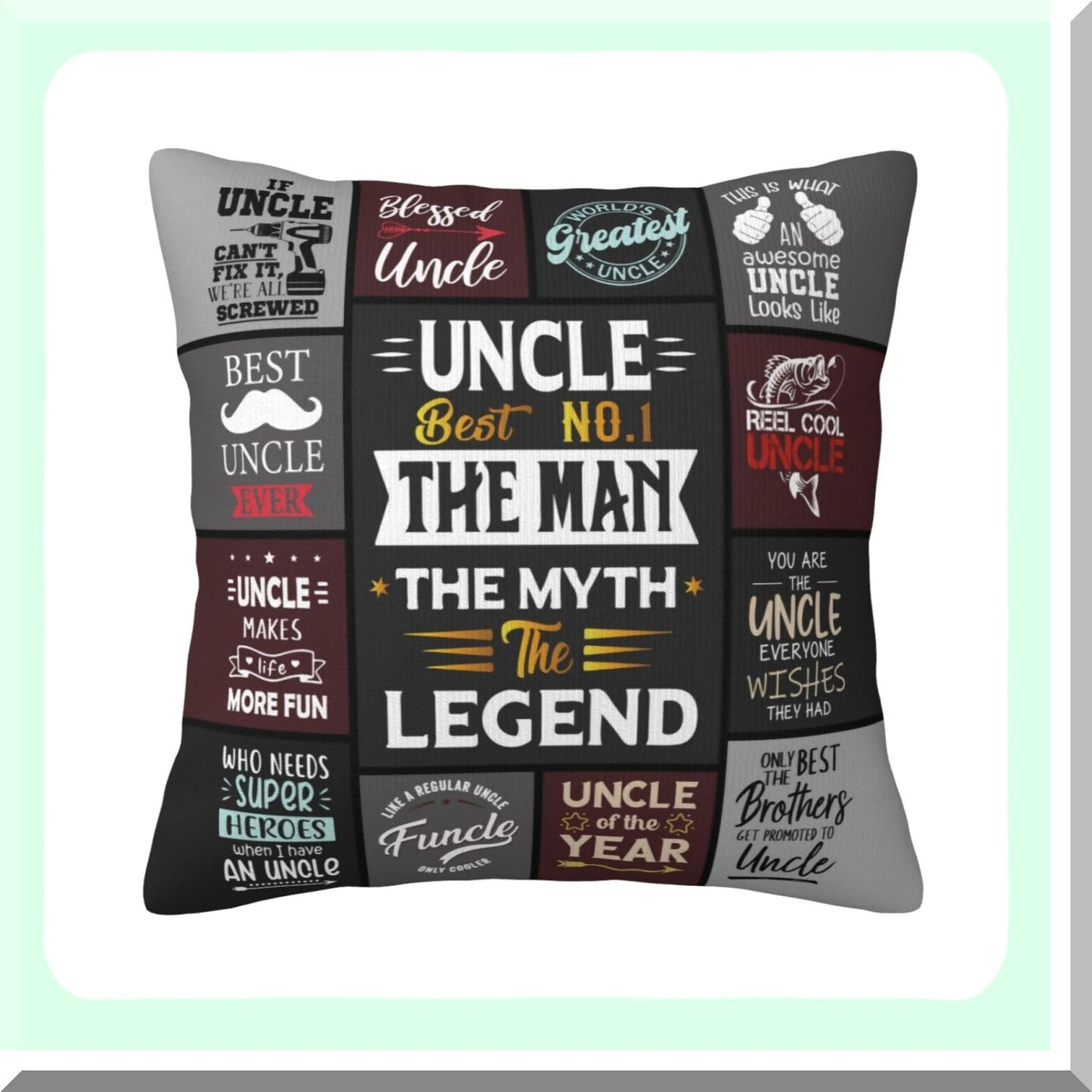 Funny Uncle Birthday Pillow - Best Niece Nephew Gift - Uncle Gifts for Everything - Kids Birthday Present - 18"X 18" Pillow Cover