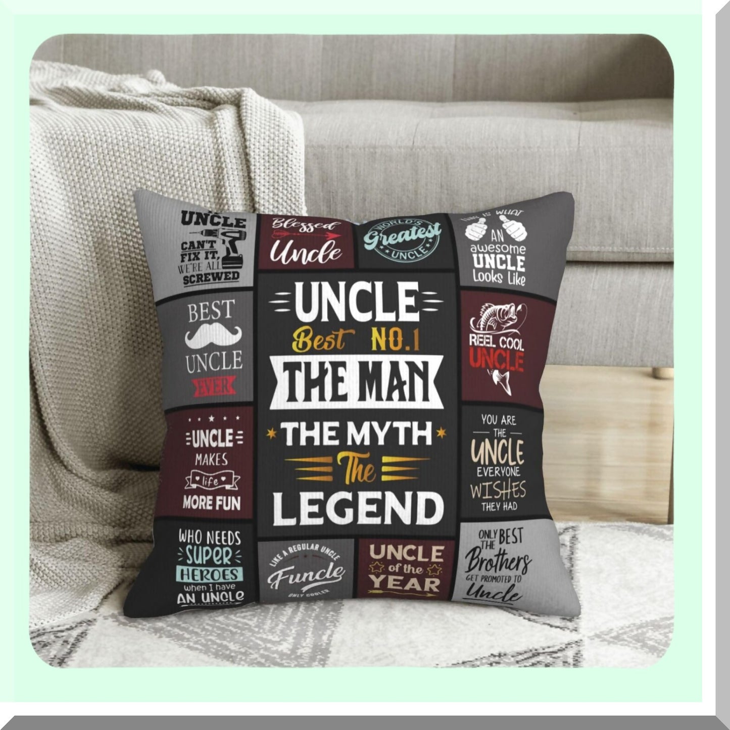 Funny Uncle Birthday Pillow - Best Niece Nephew Gift - Uncle Gifts for Everything - Kids Birthday Present - 18"X 18" Pillow Cover