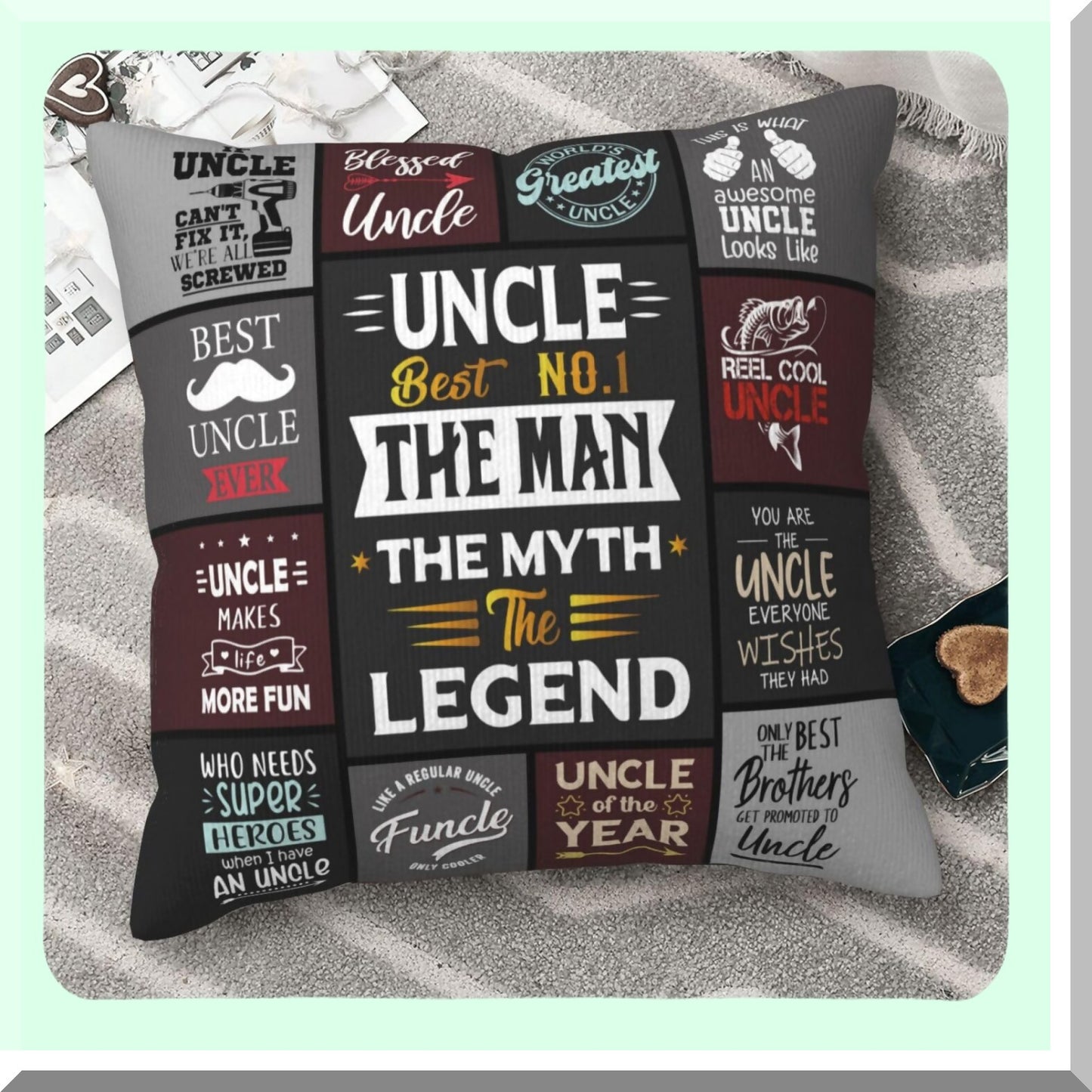 Funny Uncle Birthday Pillow - Best Niece Nephew Gift - Uncle Gifts for Everything - Kids Birthday Present - 18"X 18" Pillow Cover