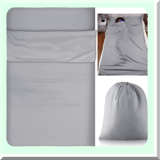 SunKissed Sleep Shield - Self Tanning Bed Sheet Protector & Sleeping Bag Liner for Travel, Camping, and Home Use. Lightweight and Silver Gray.