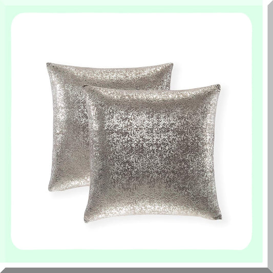 Starry Sparkle Silver Grey Pillowcase Set - 20" Square Cushion Covers for Home Sofa Couch Chair Back Seat Bedroom Car - 2 Pack Dark Gray Pillows