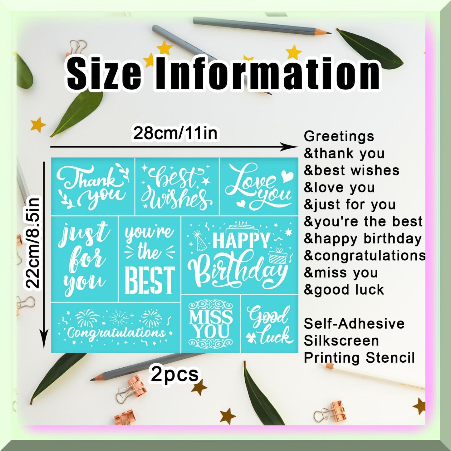 Blessing Word Silk Screen Printing Kit 2 pcs 11x8.5 inch
