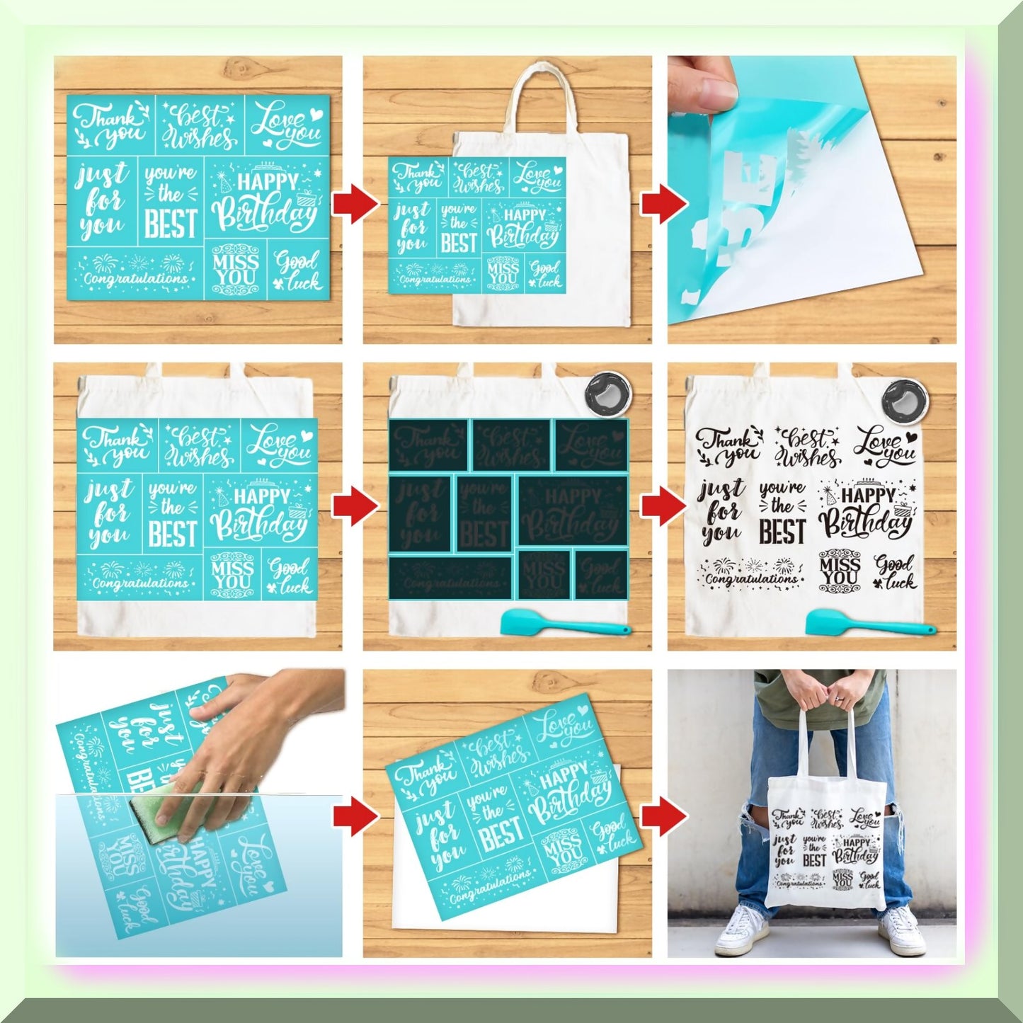 Blessing Word Silk Screen Printing Kit 2 pcs 11x8.5 inch