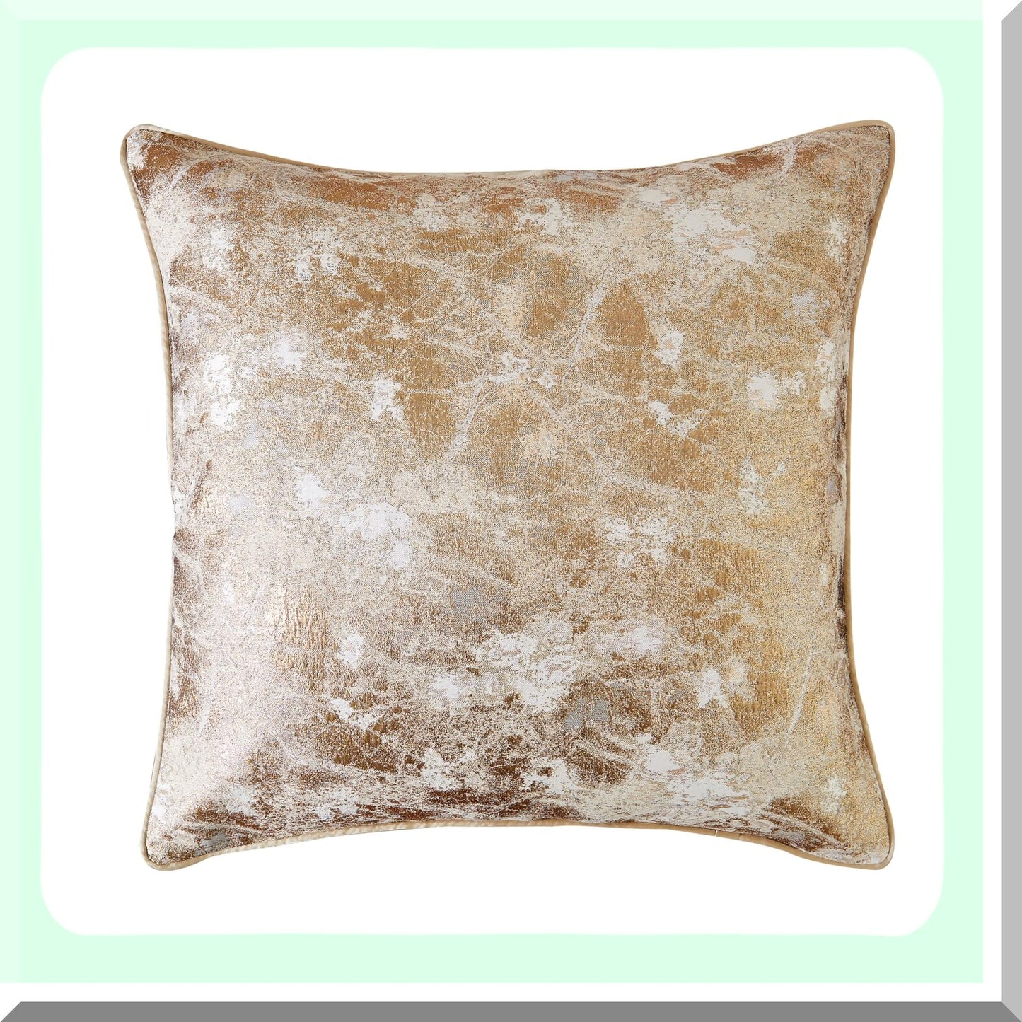 Gold Shimmer Square Pillow Cover - Textured Decorative Sofa Cushion Case - 20x20inch - Metallic Accent Throw Pillow - 1Piece Pack