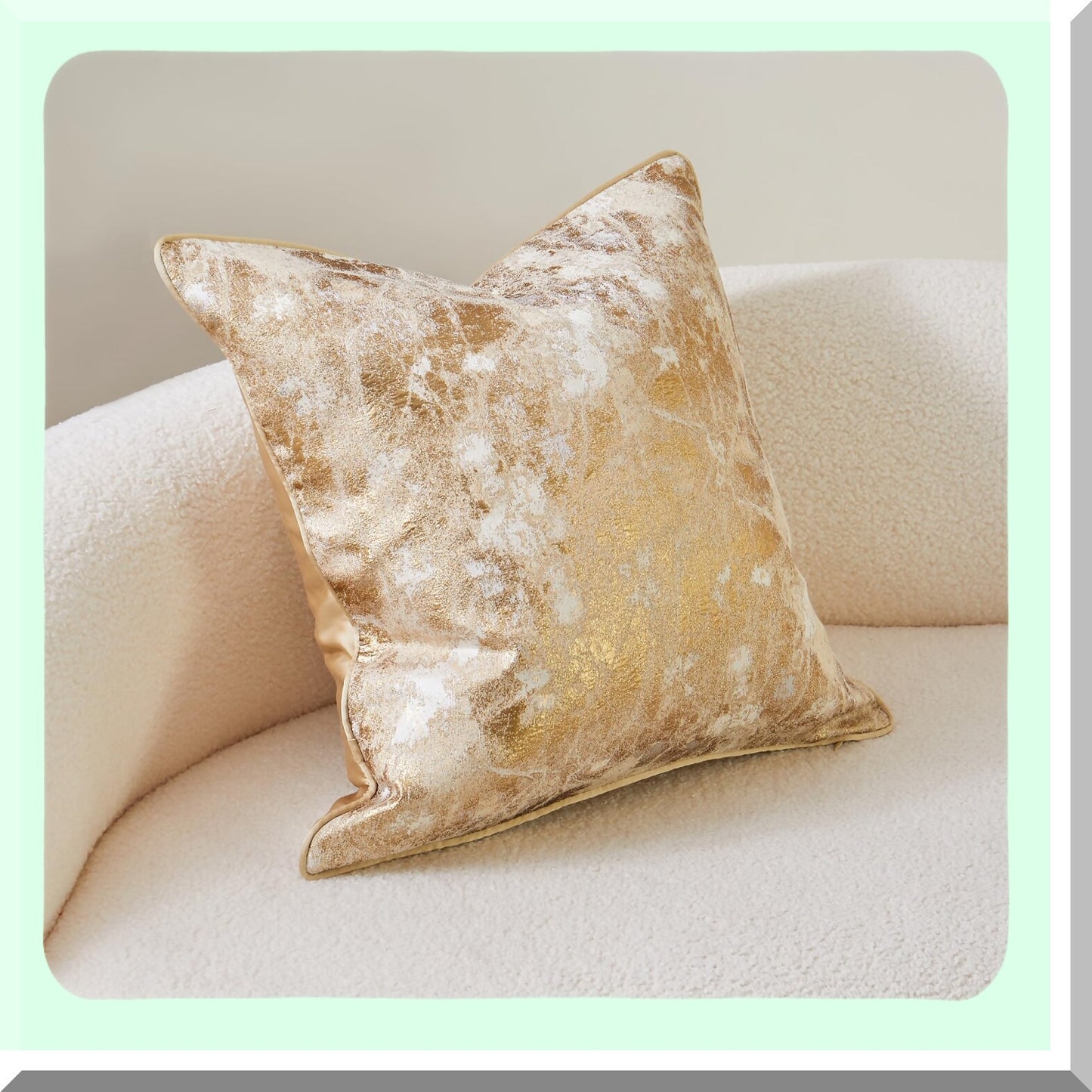 Gold Shimmer Square Pillow Cover - Textured Decorative Sofa Cushion Case - 20x20inch - Metallic Accent Throw Pillow - 1Piece Pack
