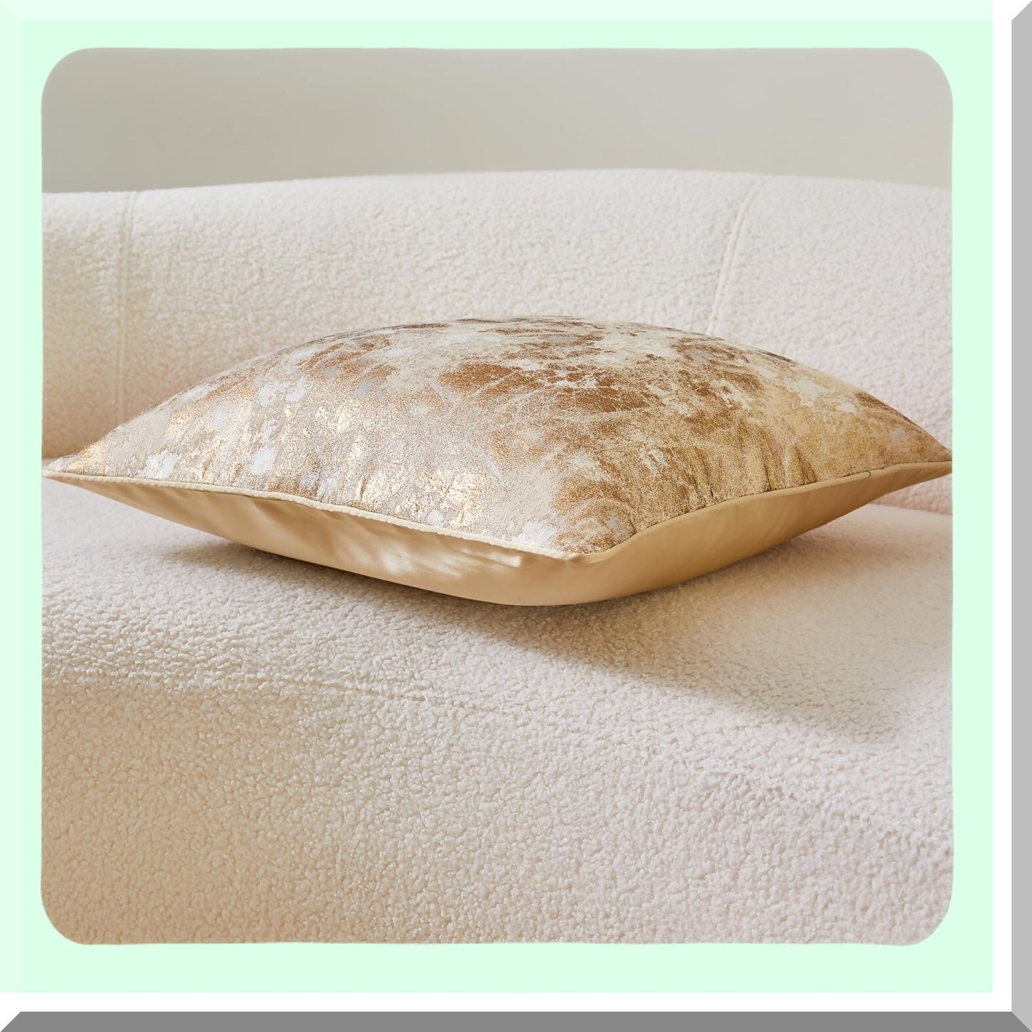 Gold Shimmer Square Pillow Cover - Textured Decorative Sofa Cushion Case - 20x20inch - Metallic Accent Throw Pillow - 1Piece Pack