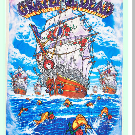 Grateful Dead Cozy Coral Fleece Throw Blanket - Warm Multicolor Design, 50" x 60" for Men