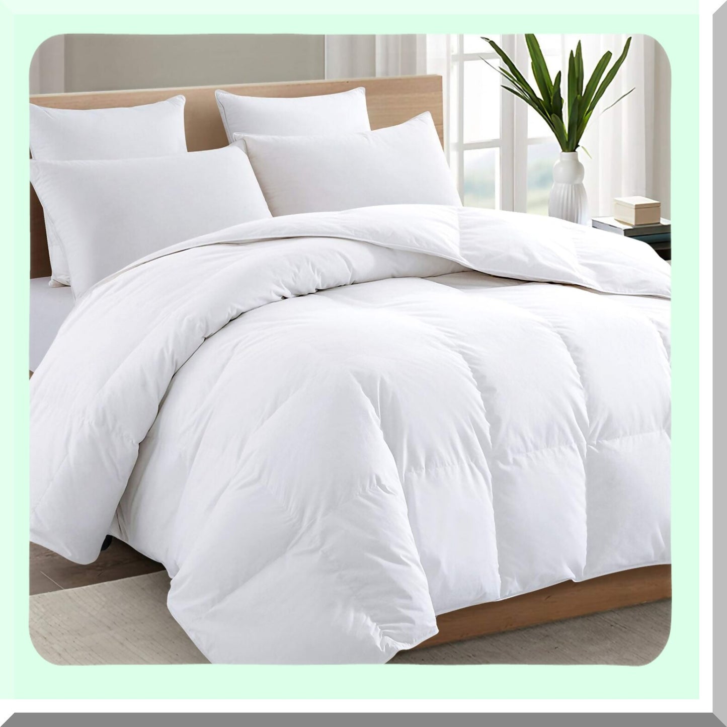 BreathableCool Queen Comforter - All Season Soft Spiral Fiber Quilted Duvet - Luxury Hotel Style White Comforter - 88"x88" - Premium 2100 Series