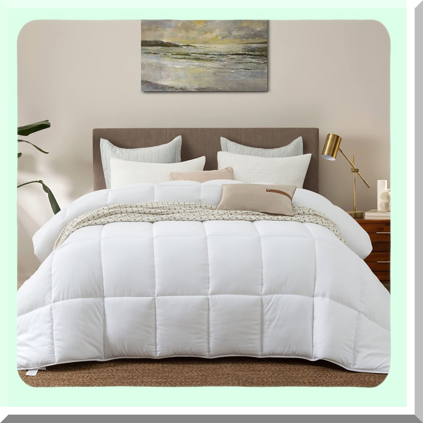 UltraSoft All Season Microfiber Comforter - Double Brushed Duvet Insert with Box Stitching & Corner Tabs - White Queen Size Quilt Cover