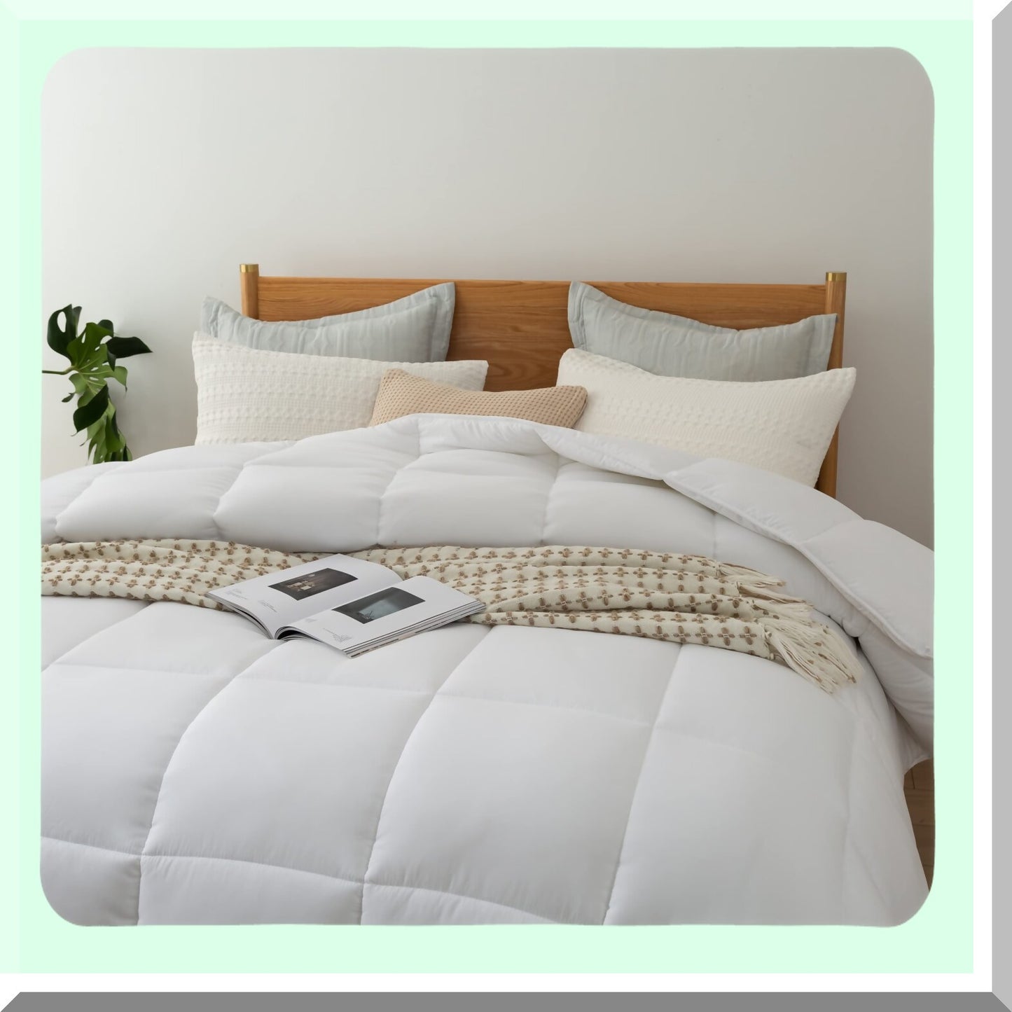 UltraSoft All Season Microfiber Comforter - Double Brushed Duvet Insert with Box Stitching & Corner Tabs - White Queen Size Quilt Cover
