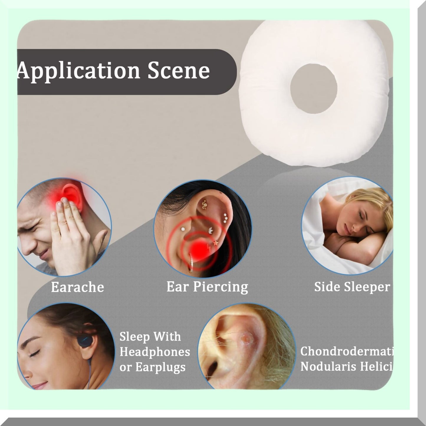 EarEase Side Sleeper Pillow - Comfortable O-Shaped Pillow with Ear Hole for CNH Relief, Ear Pain, Inflammation, and Pressure Sores. Sleep soundly without discomfort!