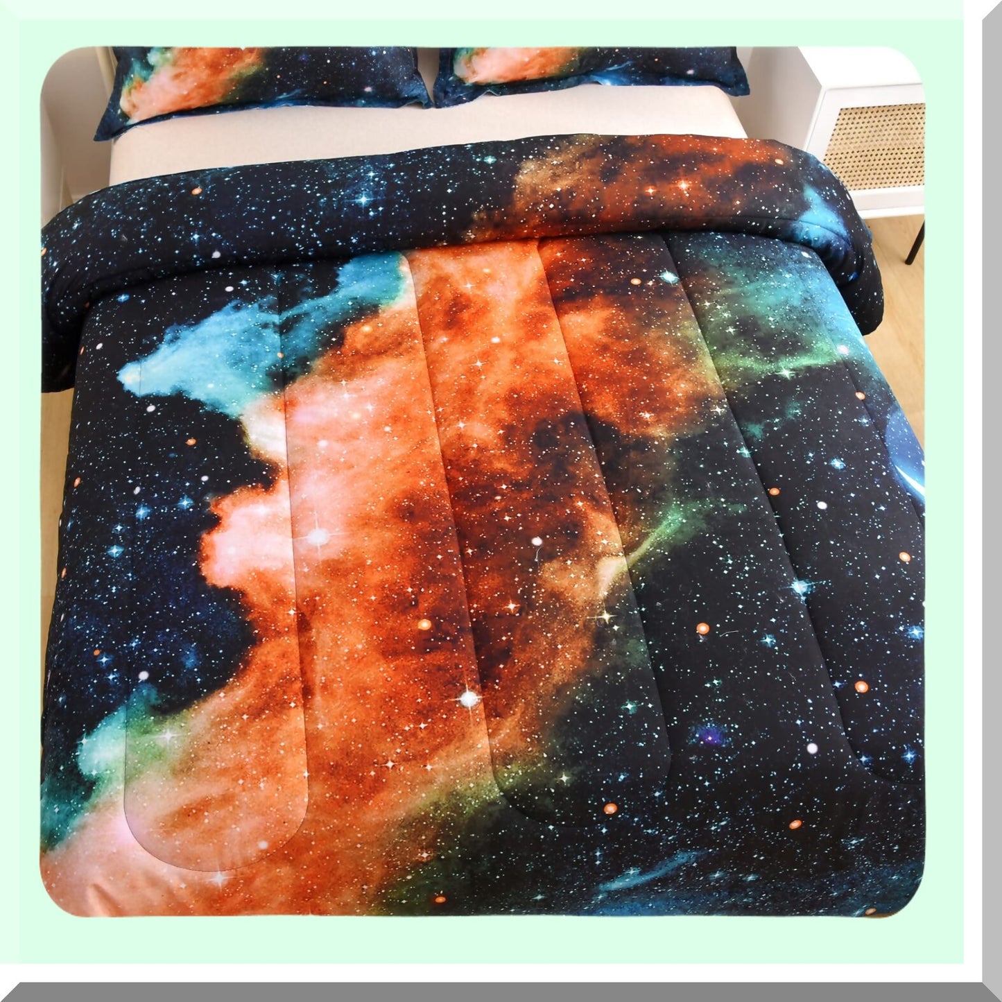Galaxy Cloud Comforter Set - 3D Printed Black & Blue Bedding with Queen Size Quilt & Pillow Covers for Bedroom Décor & Sleep Comfort