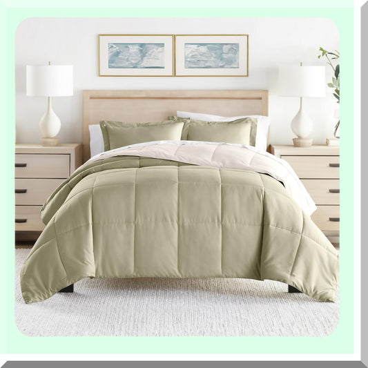 Luxury Reversible Down Alternative Comforter Set - Twin Size - Soft Lightweight Bedding with Pillow Sham - 2 Piece Comforter Set