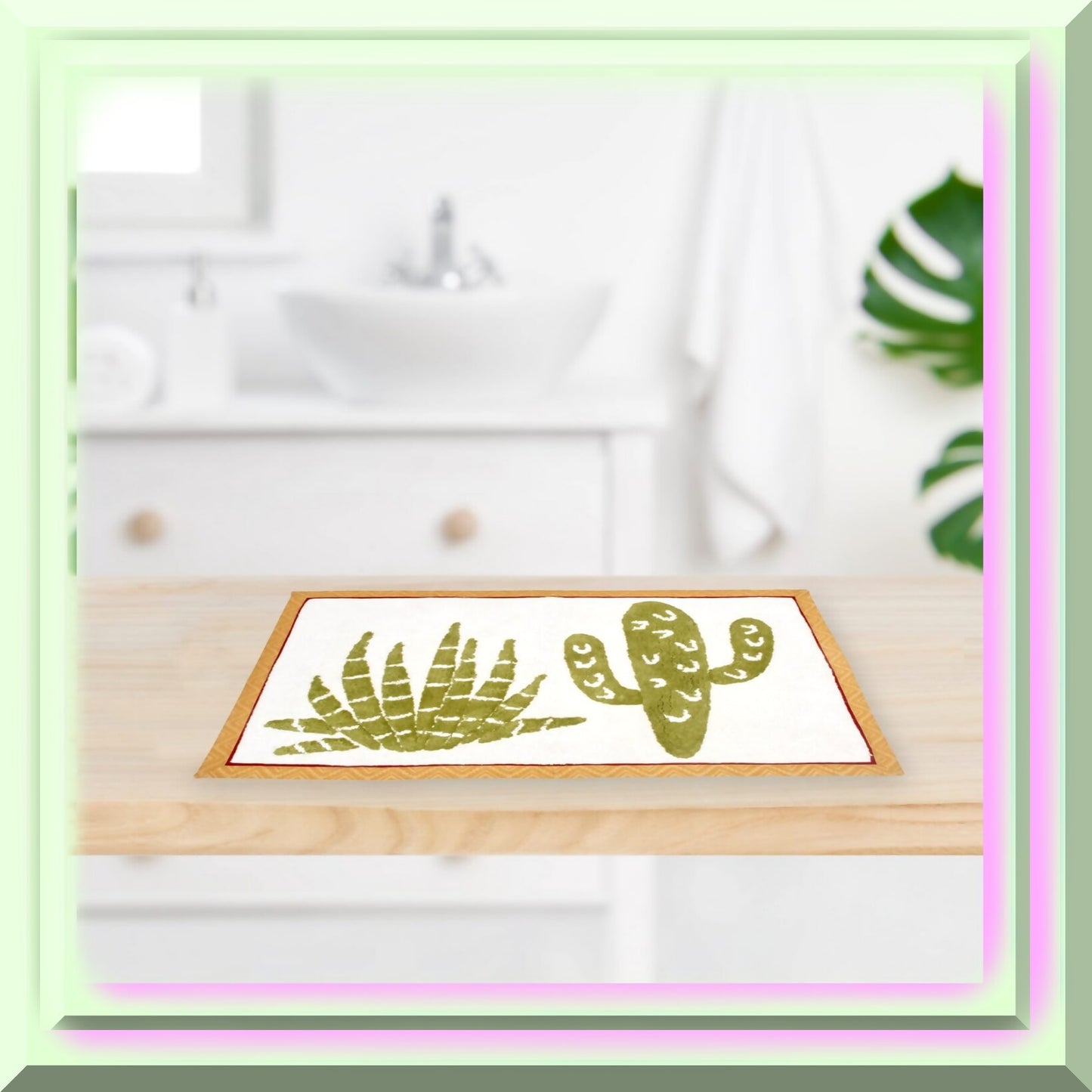 Cactus Bath Rug 20" x 30" Olive