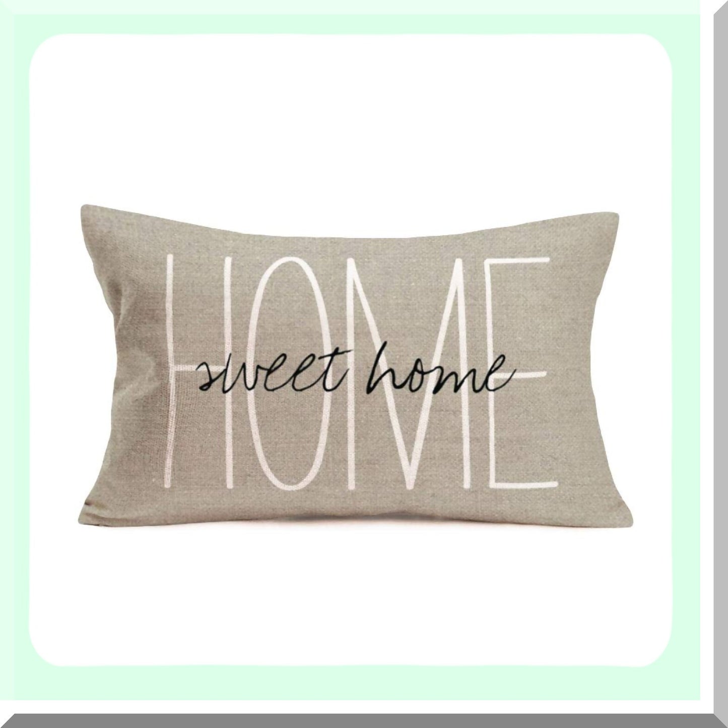 Home Sweet Home Rustic Farmhouse Pillowcase - Inspirational Letters Saying Throw Cushion Cover for Sofa Couch Bedroom - 12x20 Inches Cotton Linen Decor