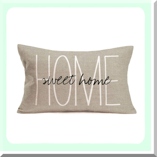 Home Sweet Home Rustic Farmhouse Pillowcase - Inspirational Letters Saying Throw Cushion Cover for Sofa Couch Bedroom - 12x20 Inches Cotton Linen Decor