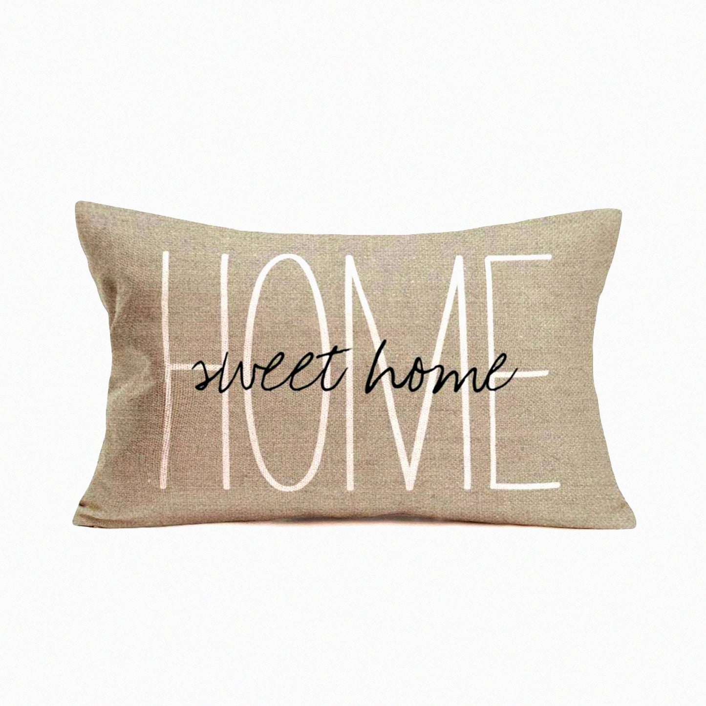 Home Sweet Home Rustic Farmhouse Pillowcase - Inspirational Letters Saying Throw Cushion Cover for Sofa Couch Bedroom - 12x20 Inches Cotton Linen Decor