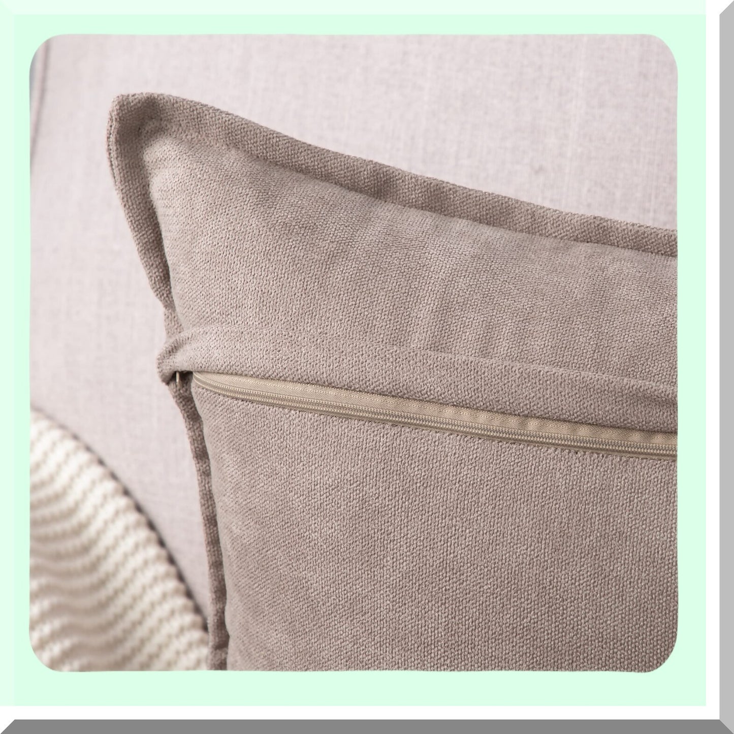 Chenille Soft Taupe Pillow Covers - Set of 2 12x20 Inch Decorative Cushion Shell for Sofa & Bedroom - Short Throw Pillow Cover